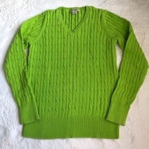 St. John's Bay, Kelly Green, Long Sleeved, V-Neck, Cable Knit Sweater